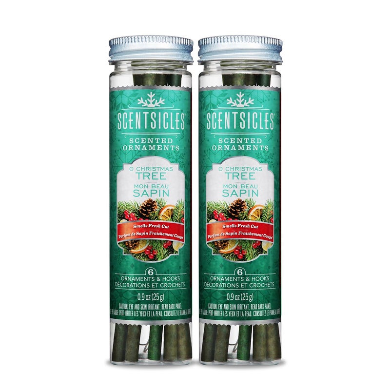 Scentsicles O Christmas Tree Scented Christmas Ornaments with Hooks - 2 Bottles (12 Sticks Total) - Image 1